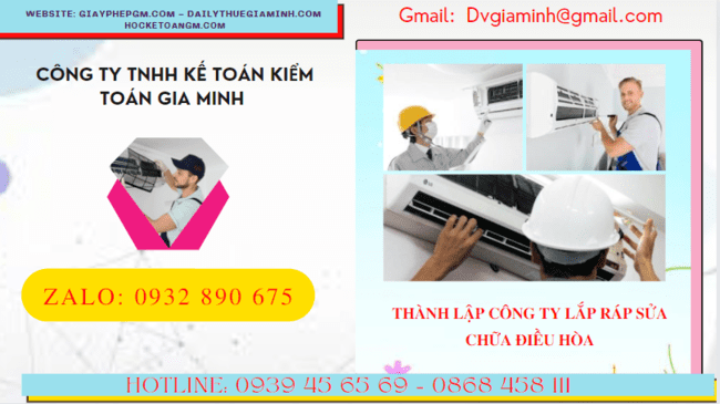 THÀNH LẬP CÔNG TY LẮP RÁP SỬA CHỮA ĐIỀU HÒA TẠI QUẢNG NINH 6 Đăng ký thành lập doanh nghiệp lắp ráp sửa chữa điều hòa tại Quảng Ninh