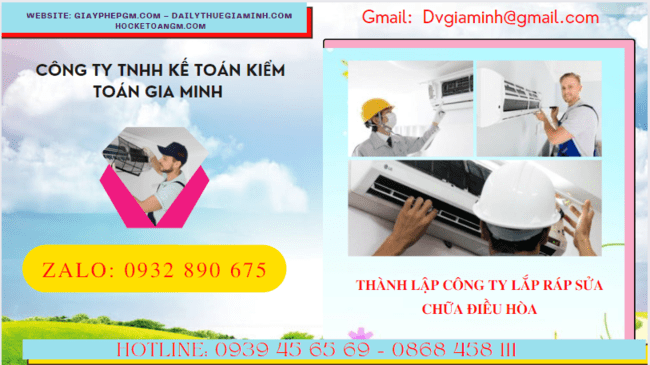 Chi phí thành lập doanh nghiệp lắp ráp sửa chữa điều hòa tại Thành Phố Hồ Chí Minh