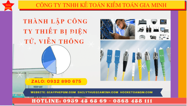 Thành lập công ty thiết bị điện tử viễn thông 12 Đăng ký thành lập doanh nghiệp thiết bị điện tử, viễn thông