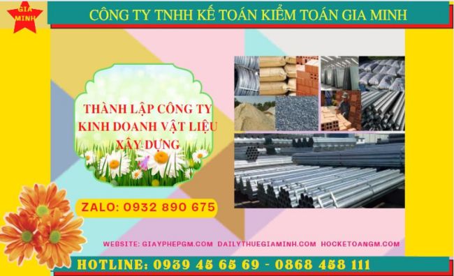 Dịch vụ thành lập công ty buôn bán vật liệu xây dựng tại Bến Tre