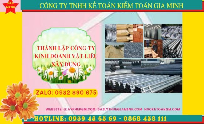 Thành lập công ty chuyên kinh doanh vật liệu xây dựng tại ninh thuận