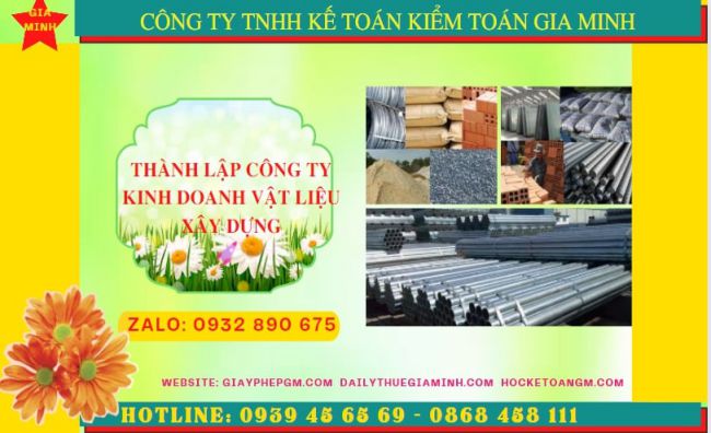 Thành lập công ty chuyên kinh doanh vật liệu xây dựng tại thừa thiên huế