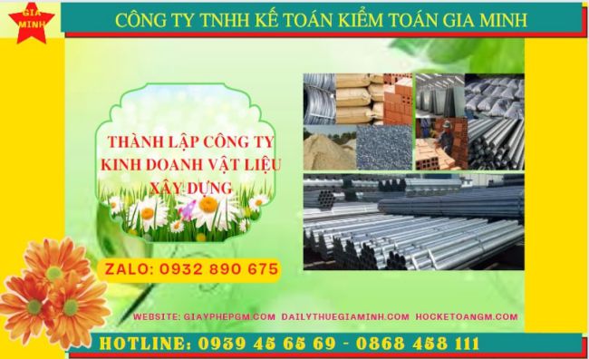 Dịch vụ thành lập công ty buôn bán vật liệu xây dựng tại tphcm