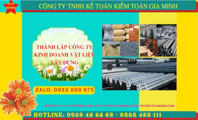 Dịch vụ thành lập công ty buôn bán vật liệu xây dựng tại Trà Vinh