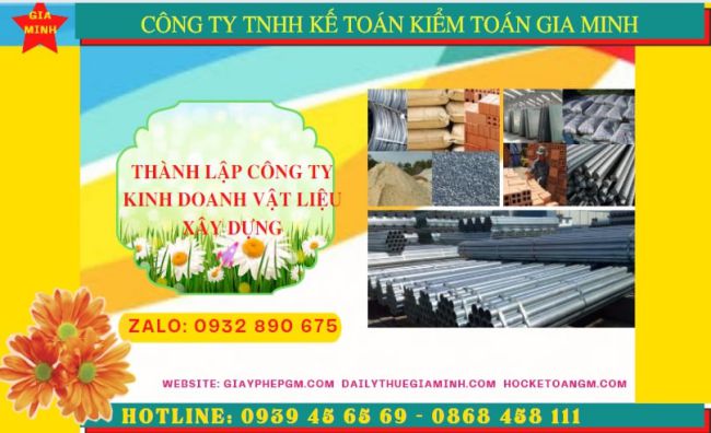 Thành lập công ty chuyên kinh doanh vật liệu xây dựng tại Vĩnh Phúc
