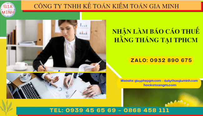 Nhận làm báo cáo thuế hàng tháng giá rẻ tại TP Hồ Chí Minh
