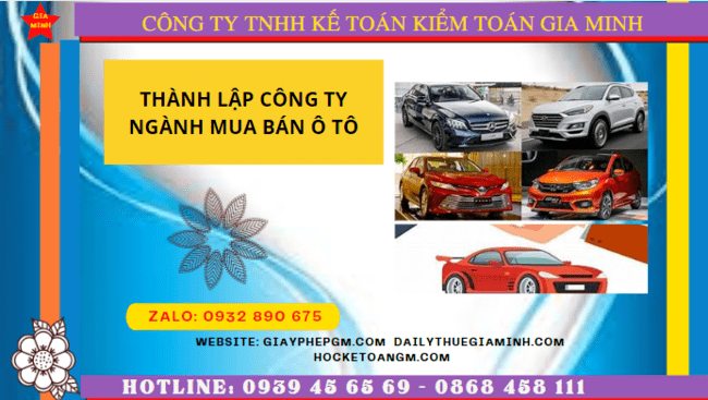 Thành lập công ty ngành mua bán ô tô tại Bình Định