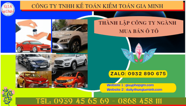 Thành lập công ty ngành mua bán ô tô tại Bình Dương