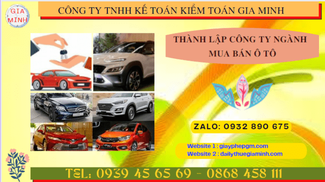 Thành lập công ty ngành mua bán ô tô tại Bình Phước