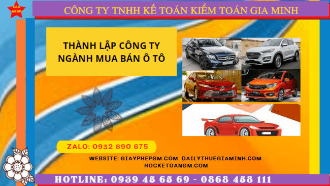 Thành lập công ty ngành mua bán ô tô tại Bình Thuận