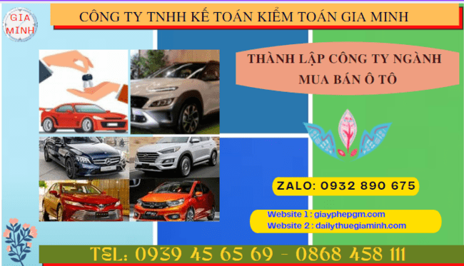 Thành lập công ty ngành mua bán ô tô tại Cà Mau