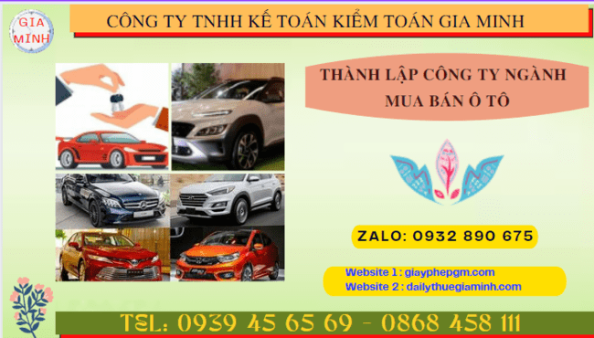 Thành lập công ty ngành mua bán ô tô tại Đồng Nai