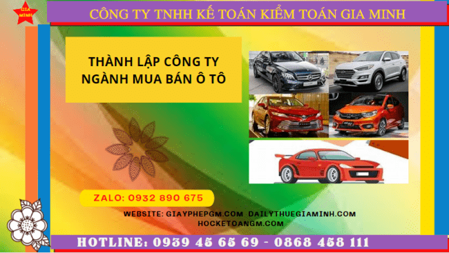 Thành lập công ty ngành mua bán ô tô tại Hà Nội