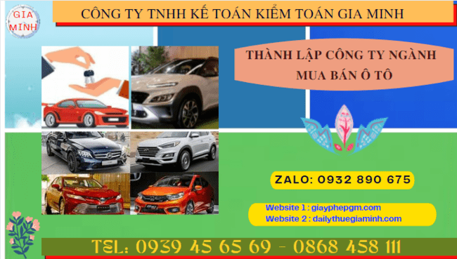 Thành lập công ty ngành mua bán ô tô tại Hải Phòng