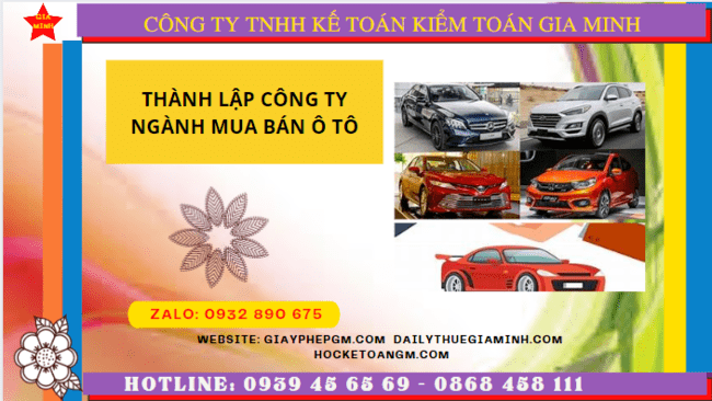 Thành lập công ty ngành mua bán ô tô tại Lâm Đồng