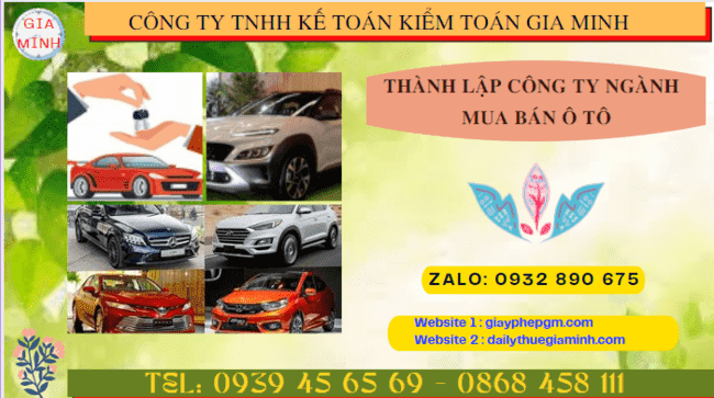 Thành lập công ty ngành mua bán ô tô tại Nghệ An