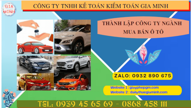 Thành lập công ty ngành mua bán ô tô tại Ninh Bình