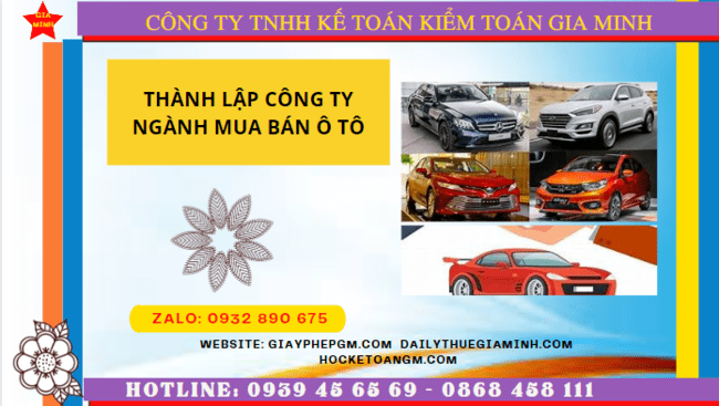 Thành lập công ty ngành mua bán ô tô tại Phú Yên