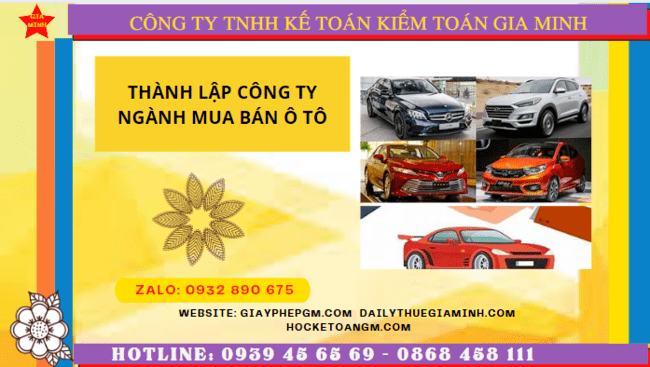 Thành lập công ty ngành mua bán ô tô tại Quảng Bình