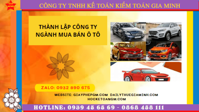 Thành lập công ty ngành mua bán ô tô tại Quảng Ngãi