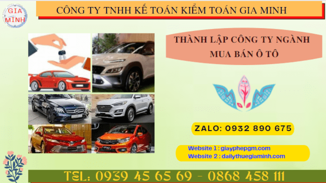 Thành lập công ty ngành mua bán ô tô tại Quảng Trị
