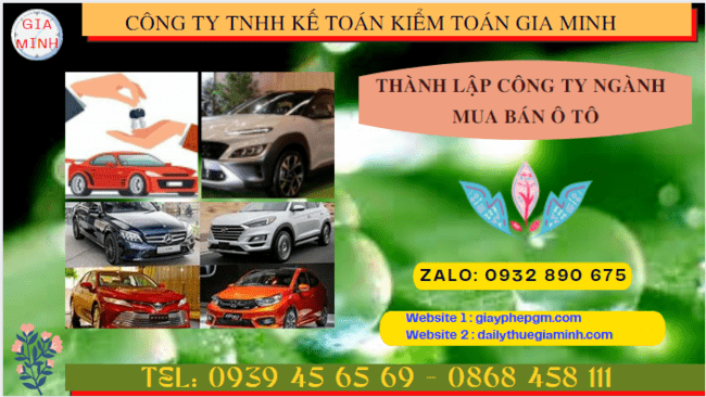 Thành lập công ty ngành mua bán ô tô tại Sơn La