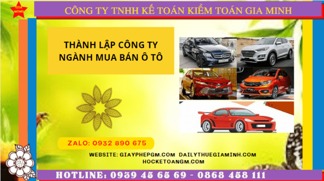 Thành lập công ty ngành mua bán ô tô tại Thành Phố Cần Thơ
