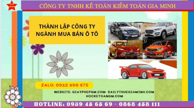 Thành lập công ty ngành mua bán ô tô tại Thành Phố Hà Nội