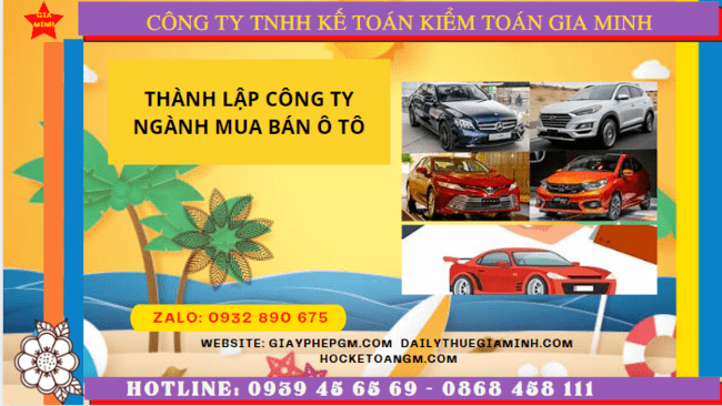 Thành lập công ty ngành mua bán ô tô tại Thành Phố Huế