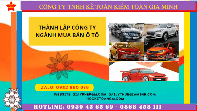 Thành lập công ty ngành mua bán ô tô tại Thừa Thiên Huế