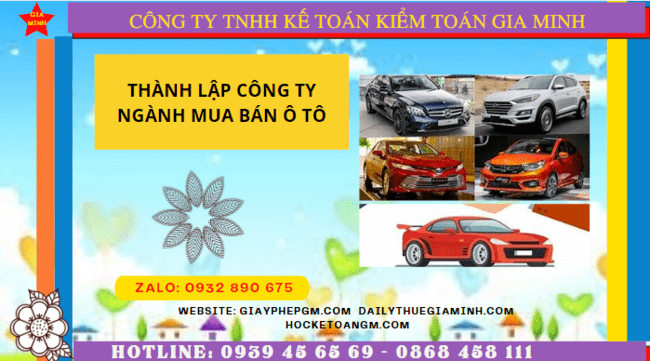 Thành lập công ty ngành mua bán ô tô tại TP Cần Thơ