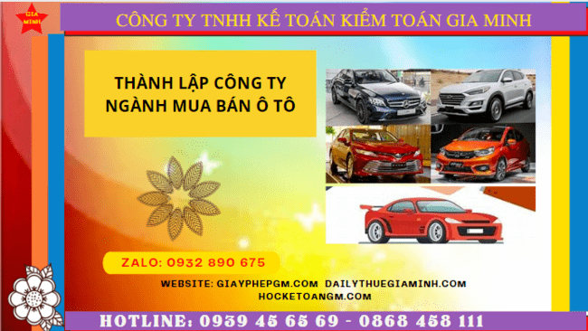 Thành lập công ty ngành mua bán ô tô tại TPHCM