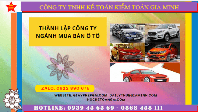 Thành lập công ty ngành mua bán ô tô tại TT Huế