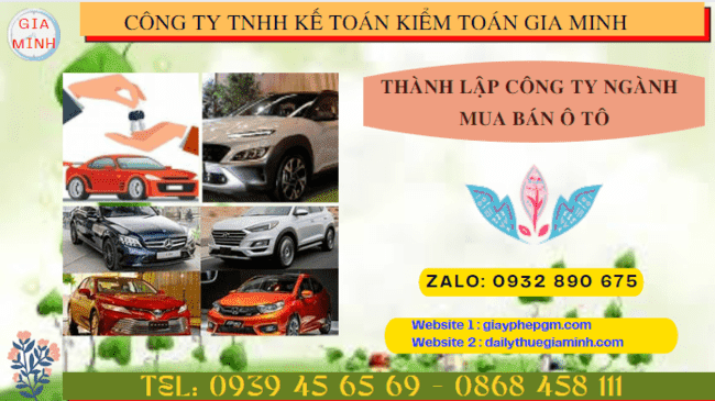 Thành lập công ty ngành mua bán ô tô tại Vĩnh Phúc