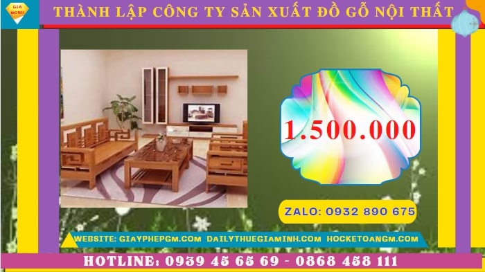 Thành lập công ty sản xuất đồ gỗ nội thất tại Bà Rịa Vũng Tàu hết bao nhiêu tiền