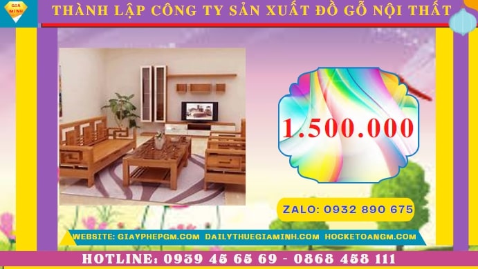 Thành lập công ty sản xuất đồ gỗ nội thất tại Vĩnh Long hết bao nhiêu tiền