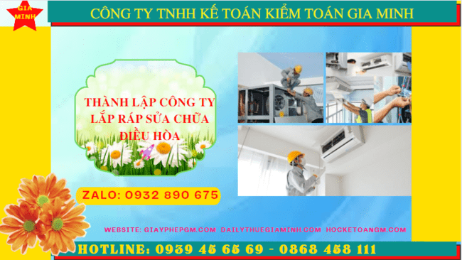 Thành lập doanh nghiệp lắp ráp sửa chữa điều hòa tại Bạc Liêu