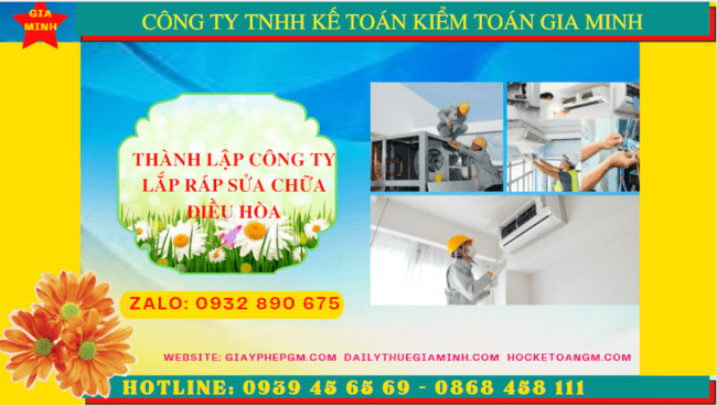 Thành lập doanh nghiệp lắp ráp sửa chữa điều hòa tại Bến Tre