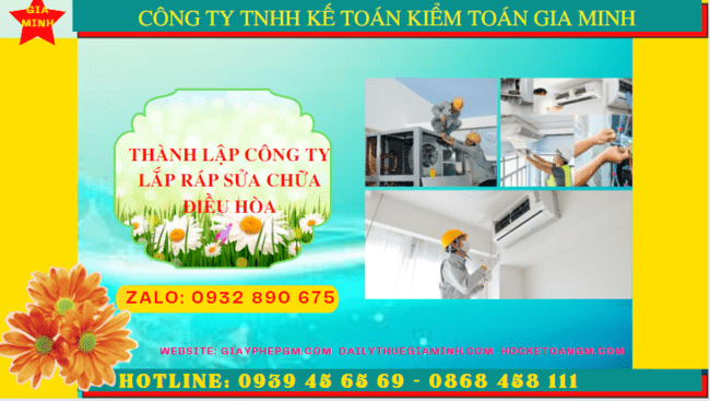 Thành lập doanh nghiệp lắp ráp sửa chữa điều hòa tại Bình Định