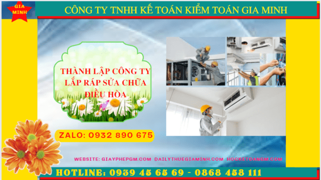 Thành lập doanh nghiệp lắp ráp sửa chữa điều hòa tại Bình Dương