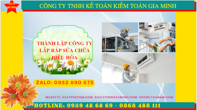 Thành lập doanh nghiệp lắp ráp sửa chữa điều hòa tại Bình Thuận