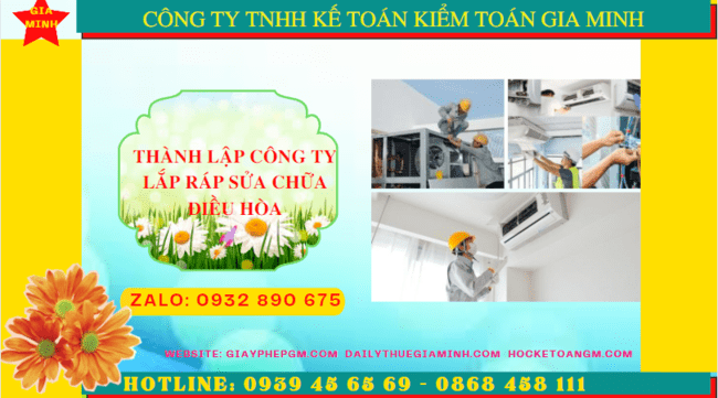 Thành lập doanh nghiệp lắp ráp sửa chữa điều hòa tại Cần Thơ