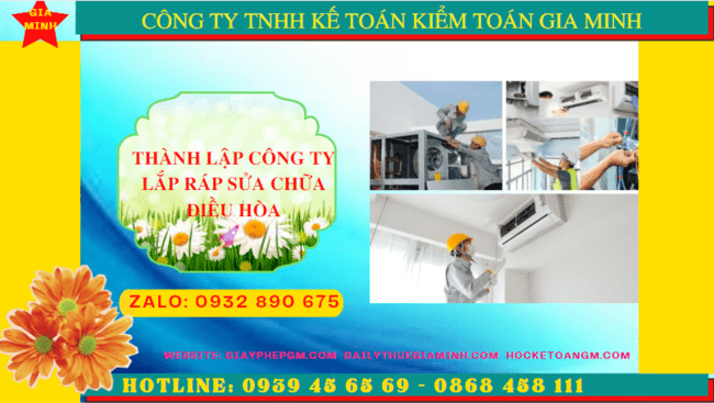 Thành lập doanh nghiệp lắp ráp sửa chữa điều hòa tại Điện Biên