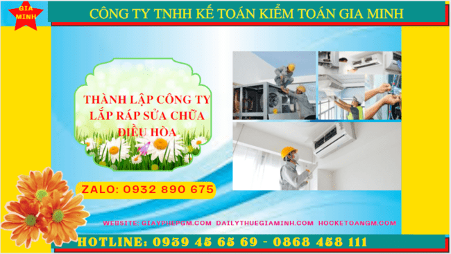 Thành lập doanh nghiệp lắp ráp sửa chữa điều hòa tại Đồng Nai