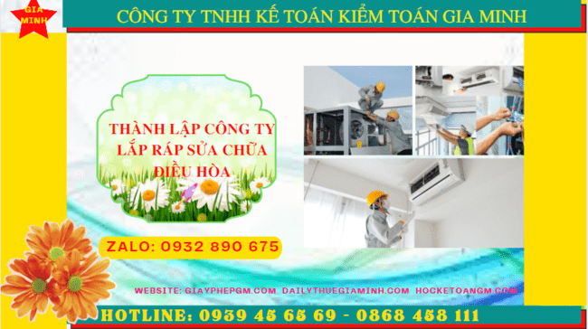 Thành lập doanh nghiệp lắp ráp sửa chữa điều hòa tại Hà Tĩnh