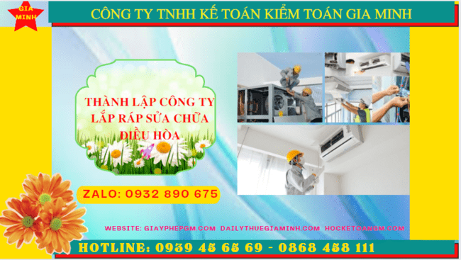 Thành lập doanh nghiệp lắp ráp sửa chữa điều hòa tại Nghệ An