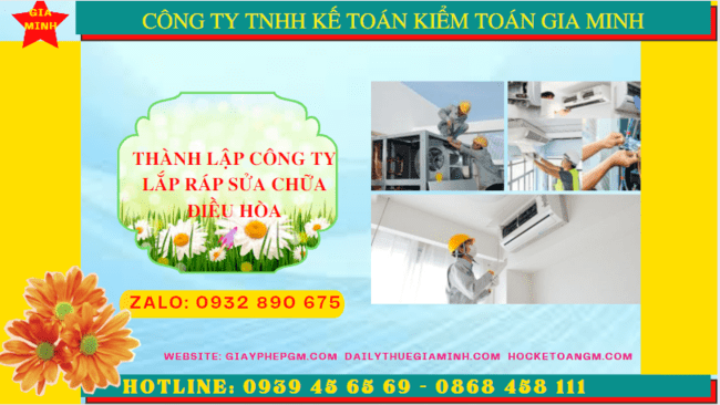 THÀNH LẬP CÔNG TY LẮP RÁP SỬA CHỮA ĐIỀU HÒA TẠI NINH BÌNH 4 Thành lập doanh nghiệp lắp ráp sửa chữa điều hòa tại Ninh Bình