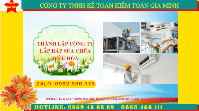 Thành lập doanh nghiệp lắp ráp sửa chữa điều hòa tại Thái Bình