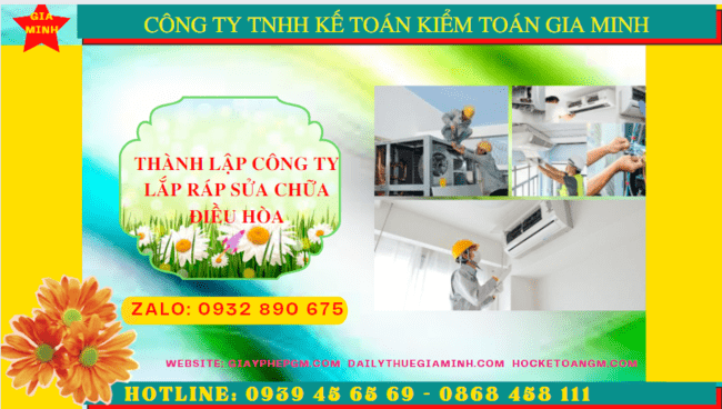 Thành lập doanh nghiệp lắp ráp sửa chữa điều hòa tại Thái Nguyên