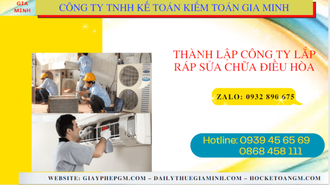 Thành lập doanh nghiệp lắp ráp sửa chữa điều hòa tại tphcm
